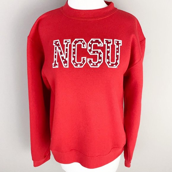 NC State Wolfpack Red Crew Neck Preppy Sweatshirt - Picture 1 of 4